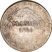 8 Reales - Fernando VII Countermark on Peru 8 Reales, Philippines, 1828 reverse image
