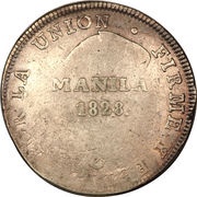 8 Reales - Ferdinand VII Countermark on Peru 8 Reales, Philippines, 1828 reverse image