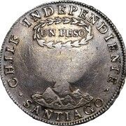 8 Reales - Ferdinand VII Countermark on Chile 1 Peso, Philippines, 1832-1834 reverse image