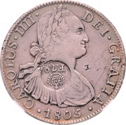 8 Reales - Ferdinand VII Countermark on Mexico 8 Reales obverse image