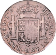 8 Reales - Ferdinand VII Countermark on Mexico 8 Reales, Philippines, 1832-1834 reverse image