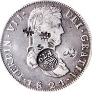8 Reales - Ferdinand VII Countermark on Mexico 8 Reales obverse image