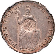 8 Reales - Ferdinand VII Countermark on Peru 8 Reales obverse image