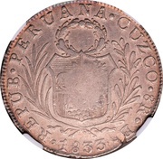 8 Reales - Ferdinand VII Countermark on Peru 8 Reales, Philippines, 1832-1834 reverse image
