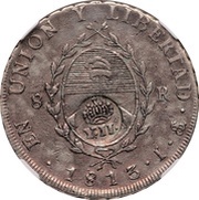 8 Reales - Isabel II Countermark on Argentina 8 Reales obverse image