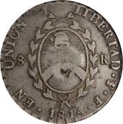 8 Reales - Isabella II Countermark on Argentina 8 Reales, Philippines, 1834-1837 reverse image