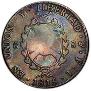 8 Reales - Isabella II Countermark on Argentina 8 Soles, Philippines, 1834-1837 reverse image