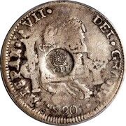 8 Reales - Isabella II Countermark on Mexico 8 Reales obverse image