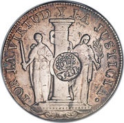 8 Reales - Isabella II Countermark on Peru 8 Reales obverse image
