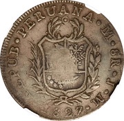 8 Reales - Isabela II Countermark on Peru 8 Reales reverse image