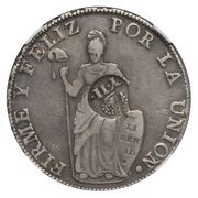 8 Reales - Isabella II Countermark on Peru 8 Reales obverse image