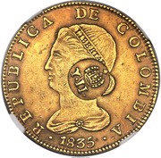 8 Escudos - Isabella II Countermark on Colombia 8 Escudos obverse image
