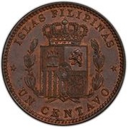 1 Centavo - Alfonso XIII Pattern, Philippines, 1894 reverse image
