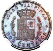 2 Centavos - Alfonso XIII Pattern, Philippines, 1894 reverse image