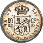 10 Centimos - Isabella II, Philippines, 1864-1868 reverse image