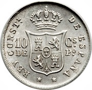 10 Centimos - Alfonso XII, Philippines, 1880-1885 reverse image