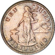 10 Centavos Large type obverse image