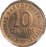 10 Sentimos Francisco Baltazar; copper pattern obverse image