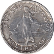 20 Centavos Large type obverse image