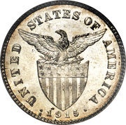 20 Centavos Small type, Philippines, 1907-1929 reverse image