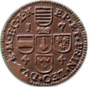 Liard - John Theodore of Bavaria 1st period, date reverse, Belgium, 1744-1746 reverse image