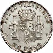 1 Peso - Alfonso XIII, Philippines, 1897 reverse image