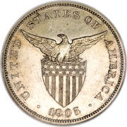 1 Peso Large type, Philippines, 1903-1906 reverse image