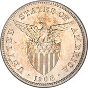 1 Peso Small type, Philippines, 1907-1912 reverse image