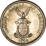 1 Peso Murphy and Quezon, Philippines, 1936 reverse image