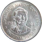 1 Peso Apolinario Mabini, Philippines, 1965 reverse image