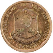 1 Peso Fall of Bataan; copper pattern obverse image