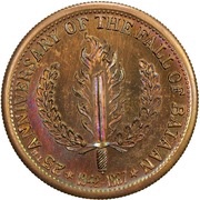 1 Peso Fall of Bataan; copper pattern, Philippines, 1967 reverse image