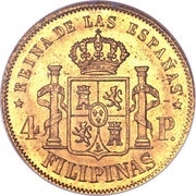4 Pesos - Isabella II reverse image