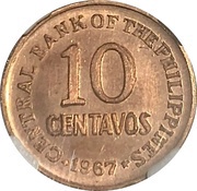 10 Centavos Imelda Marcos; pattern obverse image