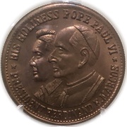 1 Peso Pope Paul VI and Ferdinand Marcos; copper pattern, Philippines, 1970 reverse image