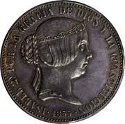 5 Pesetas / 5 Francs - Isabella II Mule pattern obverse image