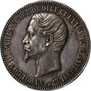 5 Pesetas / 5 Francs - Isabella II Mule pattern reverse image
