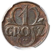 1 Grosz Trial Strike; inverted die reverse image