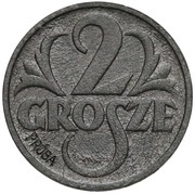2 Grosze German Occupation WW II; Trial Strike reverse image