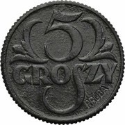 5 Groszy German Occupation WW II; Trial Strike with Próba reverse image