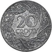 20 Groszy German Occupation WW II reverse image
