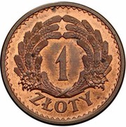 1 Zloty Ears; Trial Strike B reverse image