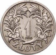 1 Zloty Trial Strike Ni with próba, Poland, 1929 reverse image