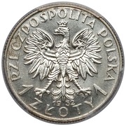 1 Zloty Polonia; Trial Strike Ag raised próba obverse image