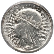 1 Zloty Polonia; Trial Strike Ag raised próba reverse image