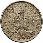 2 Zlotys Woman and Ears; Trial Strike Ag U.S.M. obverse image