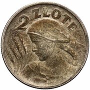 2 Zlotys Woman and Ears; Trial Strike Ag U.S.M. reverse image
