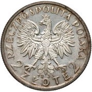 2 Zlotys Polonia; Trial Strike Ag obverse image