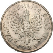 5 Zlotys March Constitution Trial Strike Ag 81 Beads withot mint mark rim sign obverse image