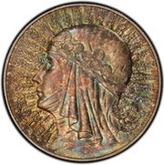 5 Zlotys Polonia; Trial Strike Próba 8 o'clock reverse image